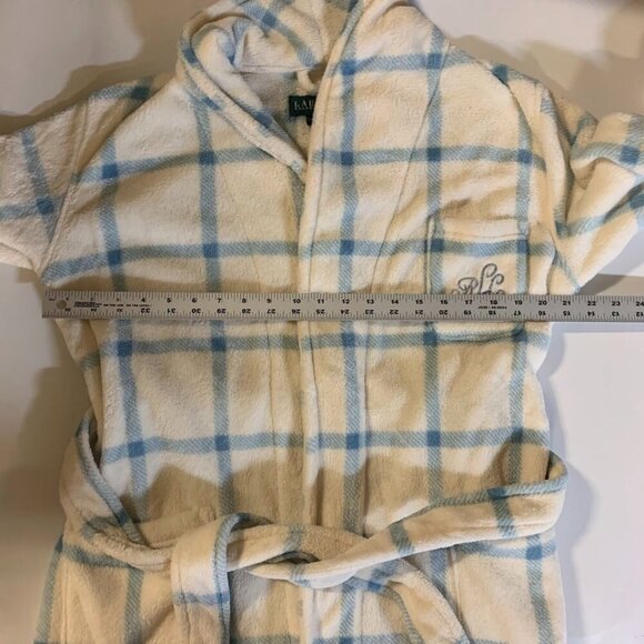 Ralph‎ Lauren Men's Plush Plaid Mid Length Front Tie Bathrobe Size S - Picture 12 of 14